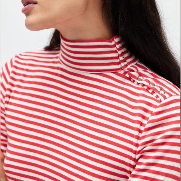 BDG red Mock Neck Long Sleeve striped Mini Dress. Size M nwt - Picture 9 of 10